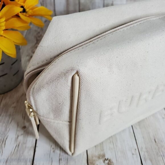 Burberry Cream Canvas Embossed Logo Makeup Pouch - Picture 7 of 7